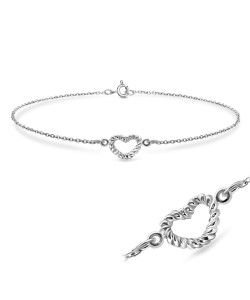 Heart Rope Silver Bracelet BRS-134